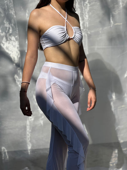 Pantalón de flecos blanco