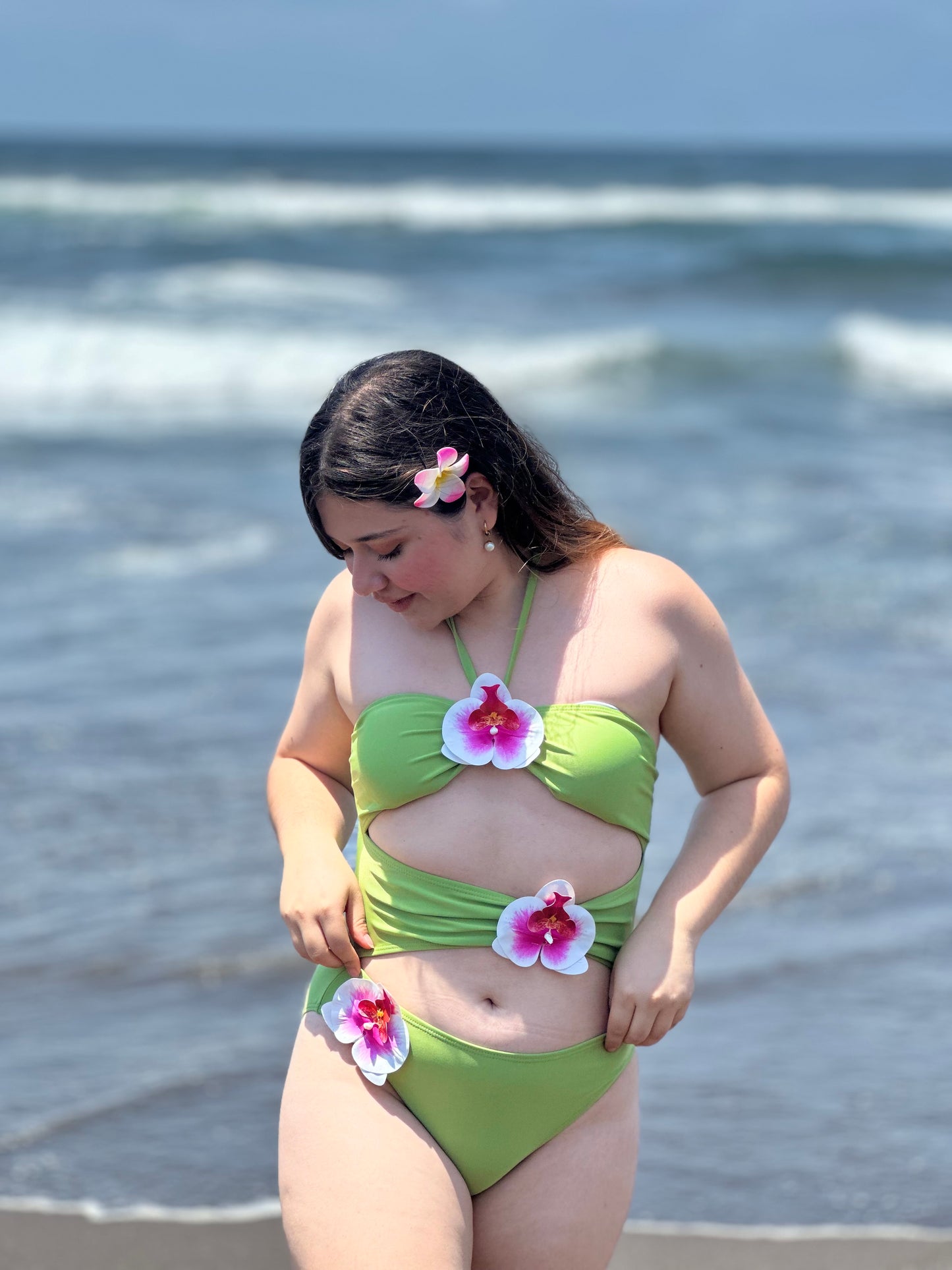 Bañador con orquídeas 3D