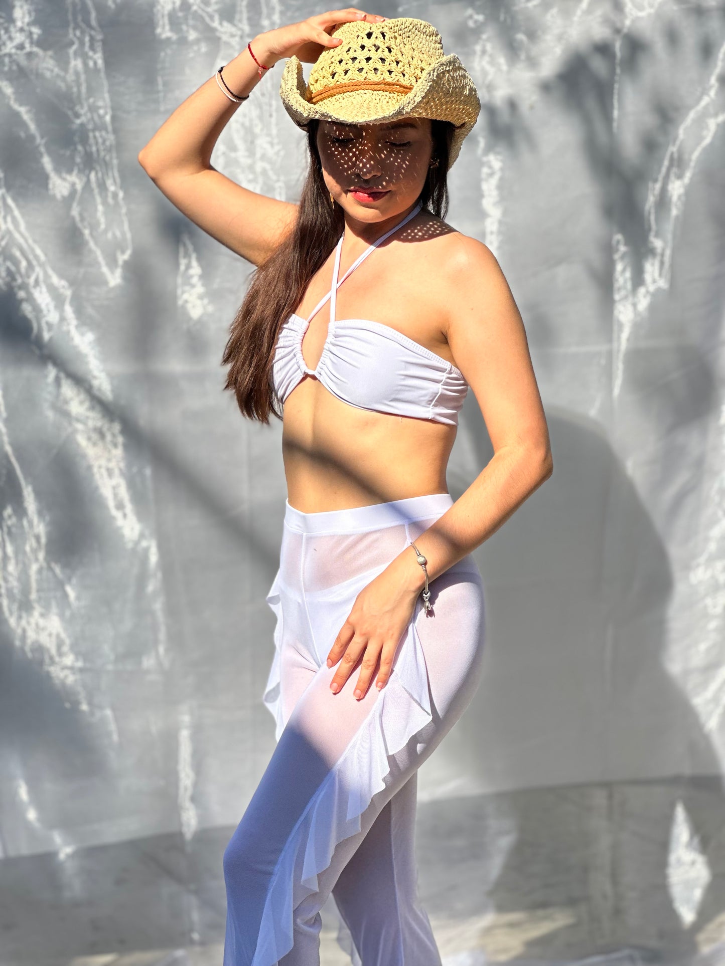 Pantalón de flecos blanco