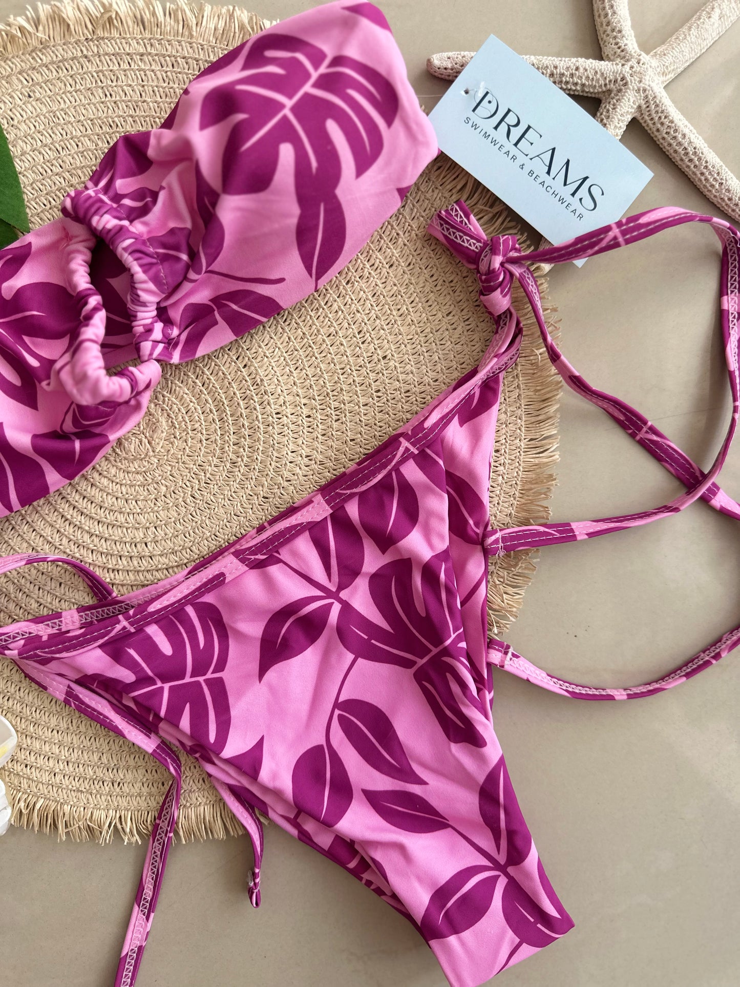 Set bandeau pink tropical