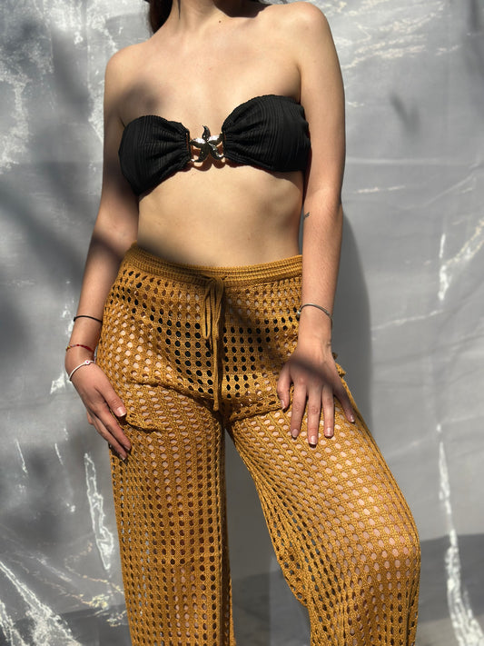 Pantalón tejido bronce