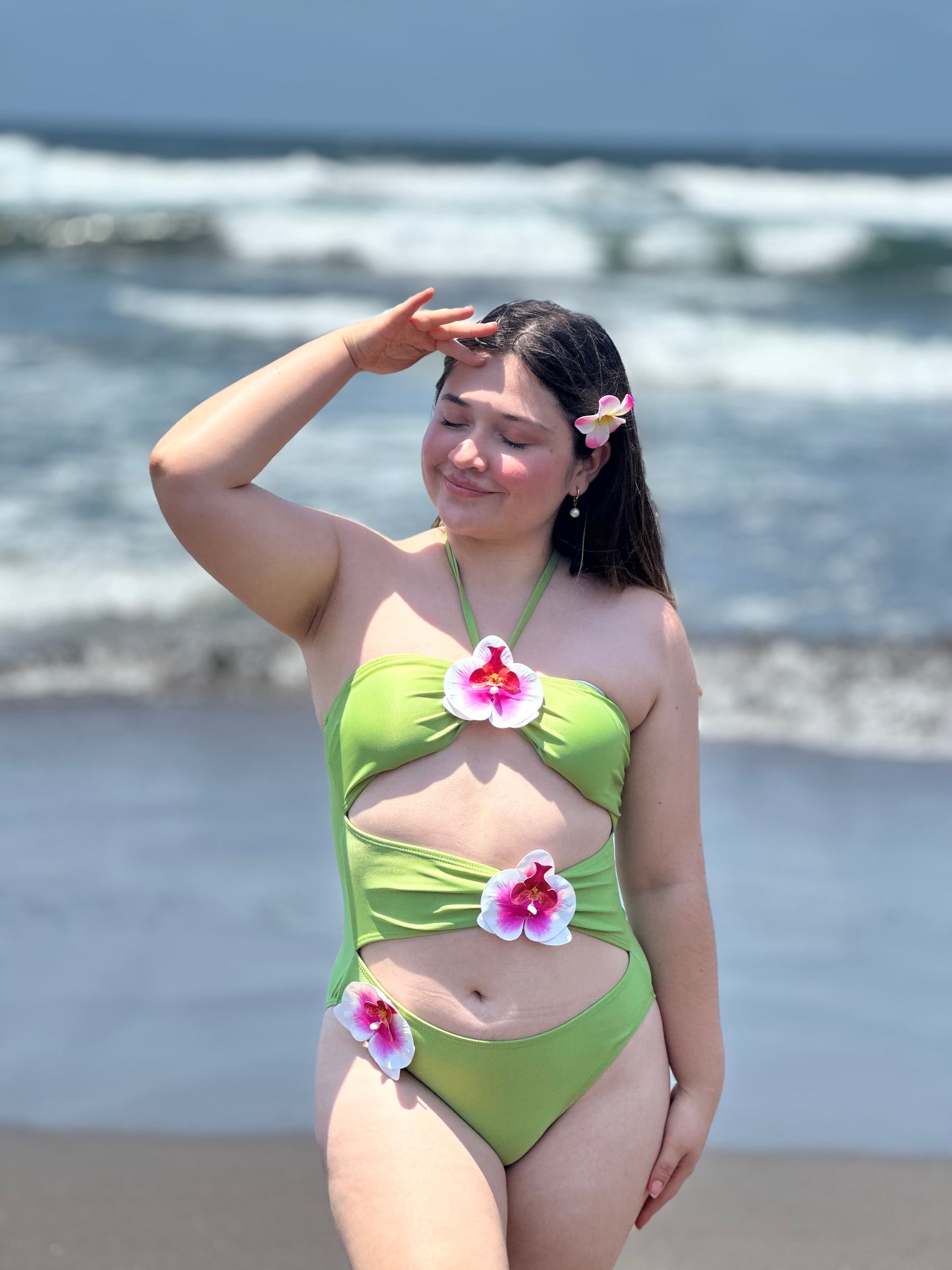 Bañador con orquídeas 3D