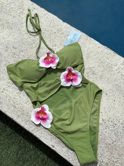 Bañador con orquídeas 3D